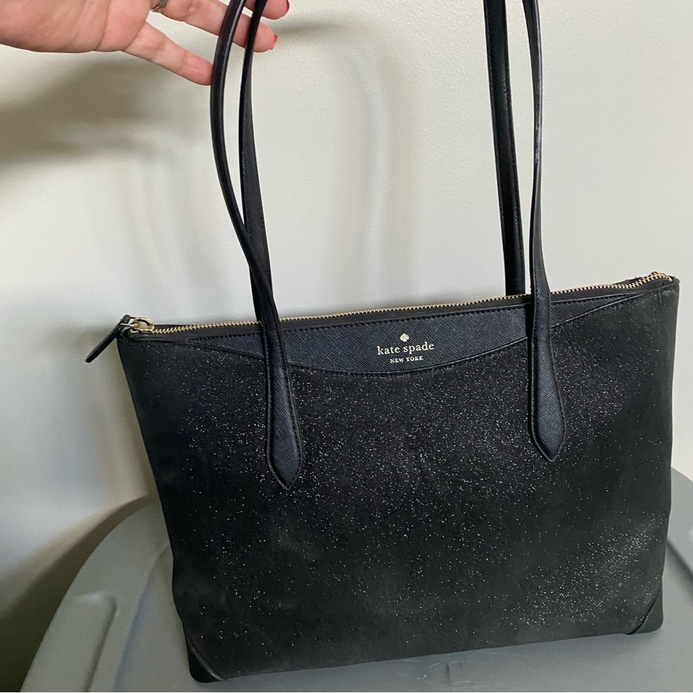 Kate Spade Black Shimmy Glitter Tote Handbag
